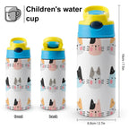 Cat Faces - Little Kids Water Bottle Little Kids Water Bottle animal Printed Offshore