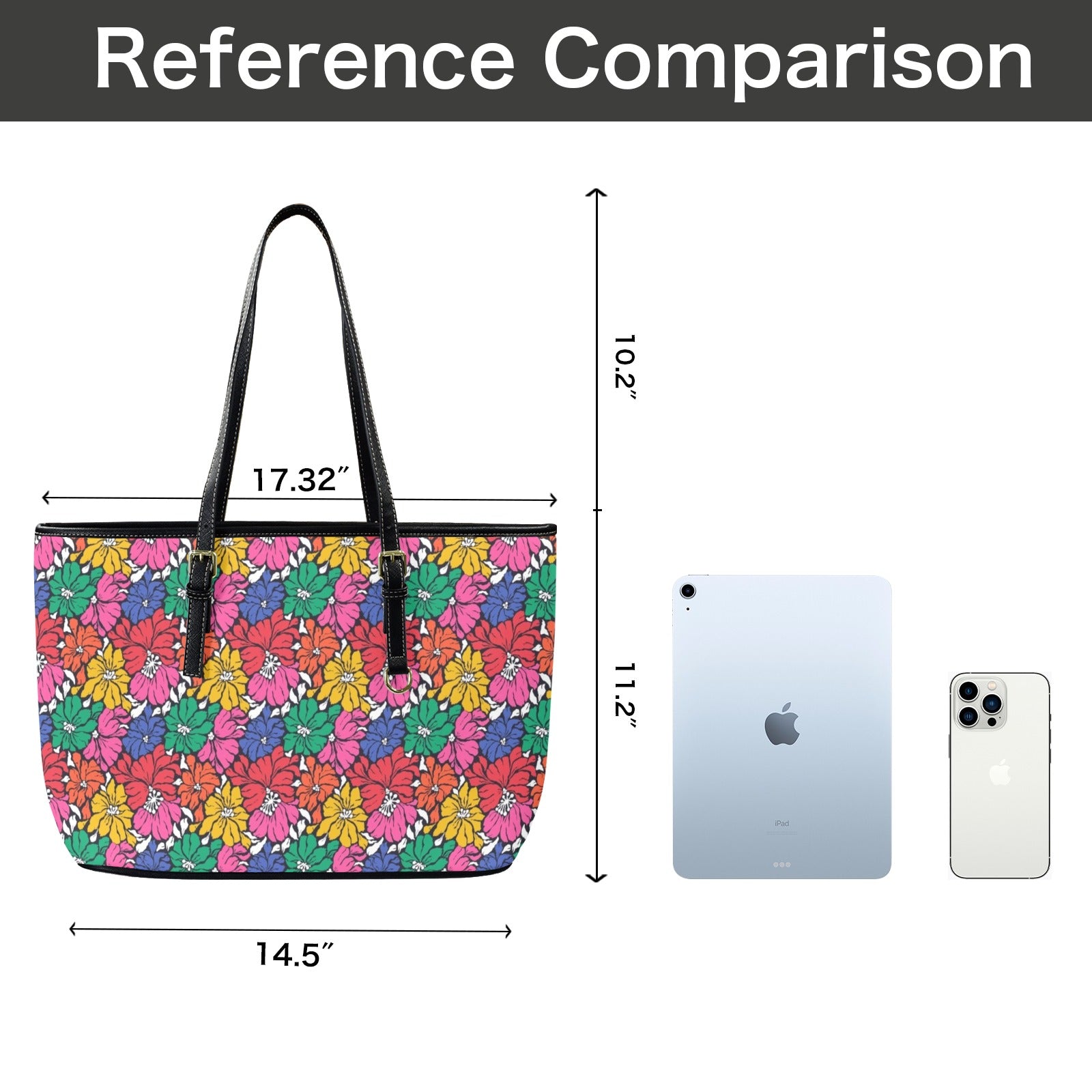 Bright And Bold Flowers - PU Leather Tote Bag - Large
