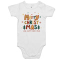Merry Christmas And Happy New Year Baby Bodysuit White Baby Christmas Bodysuit Christmas Printed In Australia