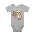 So Duckin' Cute AS Colour Baby Bodysuit Grey Marle Baby Bodysuit animal Printed In Australia