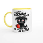 I Don't Like Morning People, Dog - White 11oz Ceramic Mug with Colour Inside Ceramic Yellow Colour 11oz Mug animal Globally Fulfilled