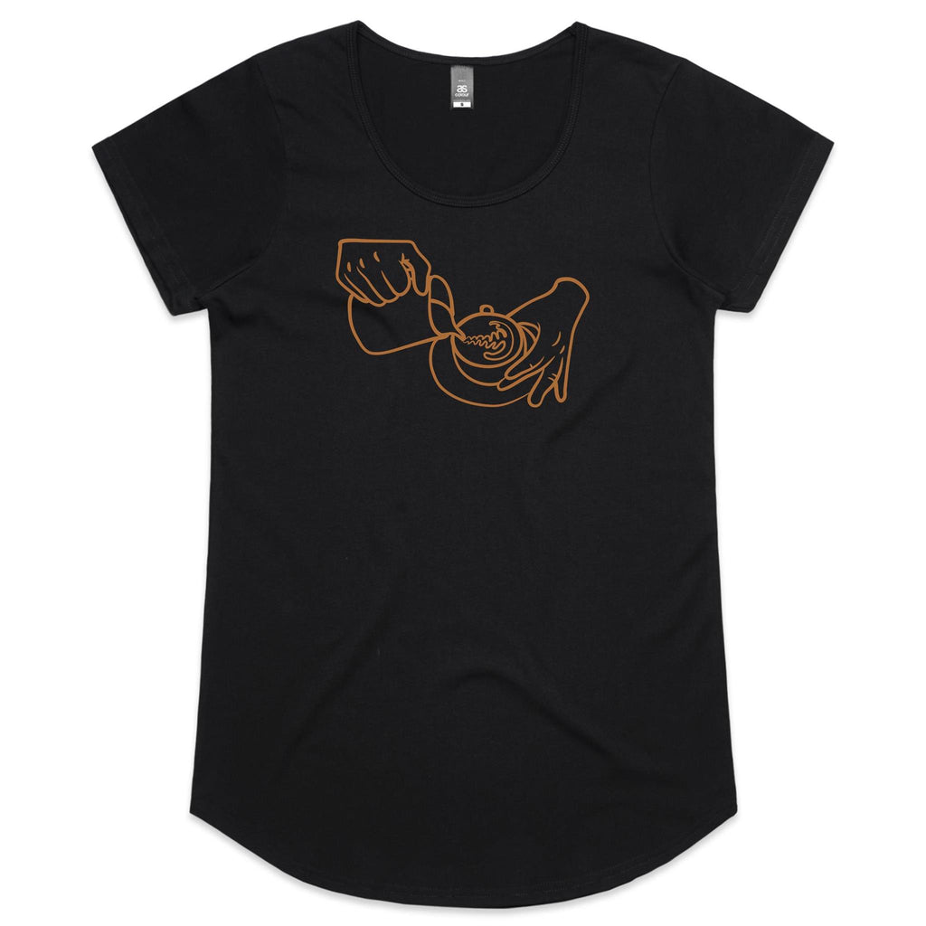 Barista, Coffee - Womens Scoop Neck T-Shirt Black Womens Scoop Neck T-shirt Coffee Printed In Australia