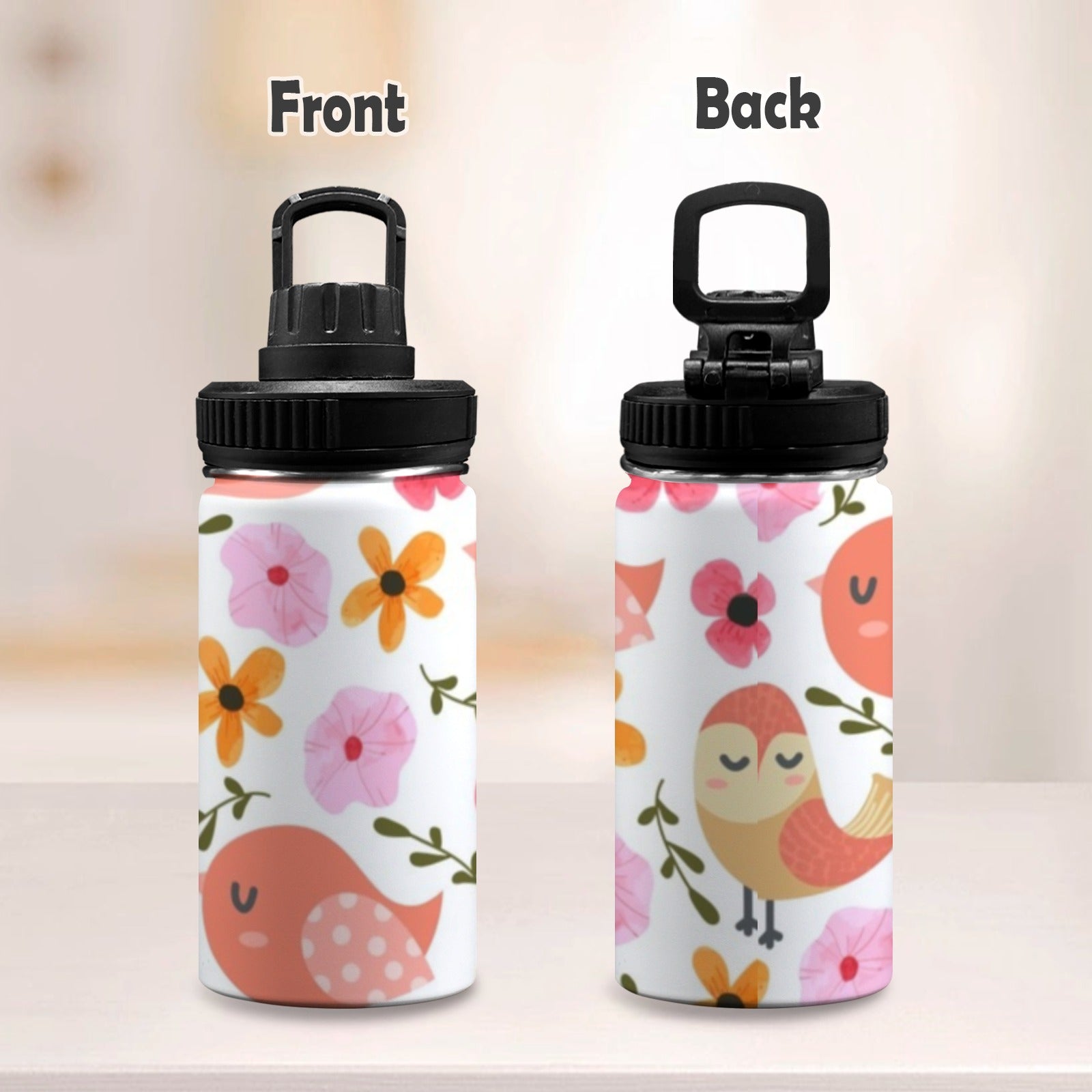 Lovely Birds - Kids Water Bottle with Chug Lid (12 oz) Kids Water Bottle with Chug Lid animal Printed Offshore