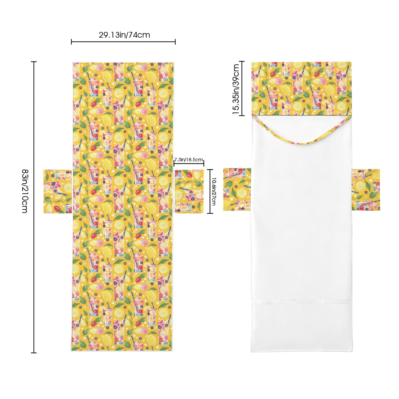 Tropical Fruit Drink Beach Chair Towel Cover with Side Pockets