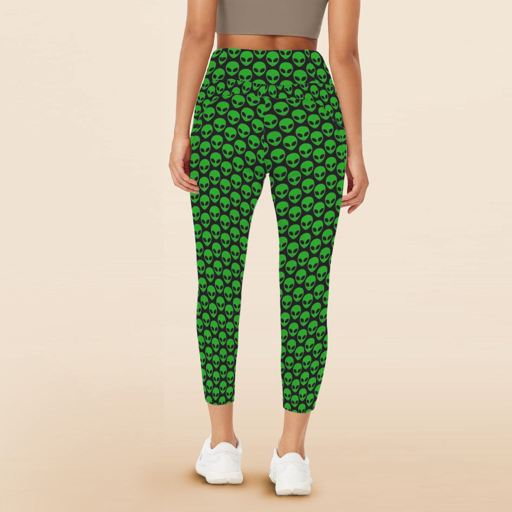 Aliens Women's High Waist Pockets Yoga Leggings Women's High Waist Pockets Yoga Leggings Printed Offshore Sci Fi