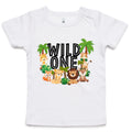 Wild One, Jungle Animals AS Colour Baby T-shirt White Baby T-shirt animal Printed In Australia