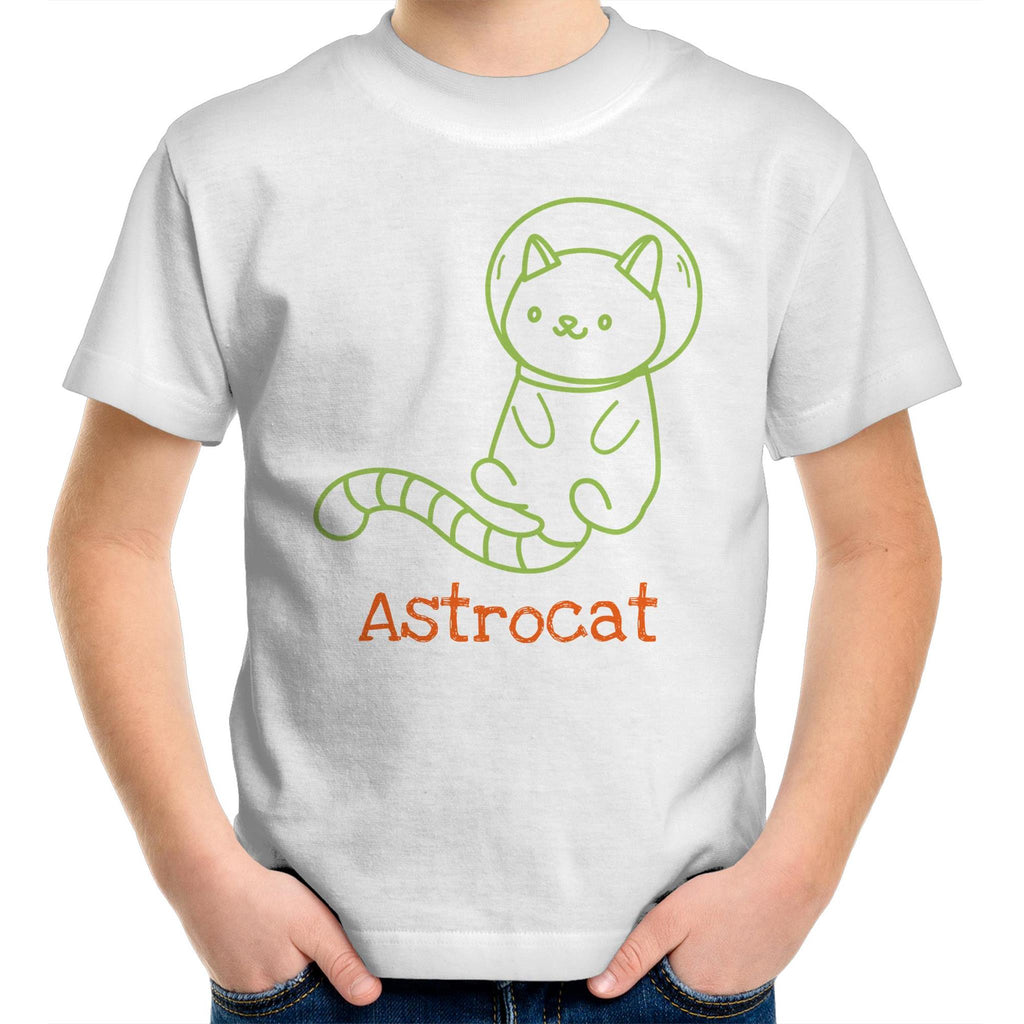 Astrocat, Cat Astronaut - Kids Youth T-Shirt White Kids Youth T-shirt animal Printed In Australia Space