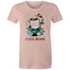 Cool Beans, Coffee - Womens T-shirt Pale Pink Womens T-shirt Coffee Printed In Australia