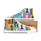 Colourful Chess - Kids High Top Canvas Shoes