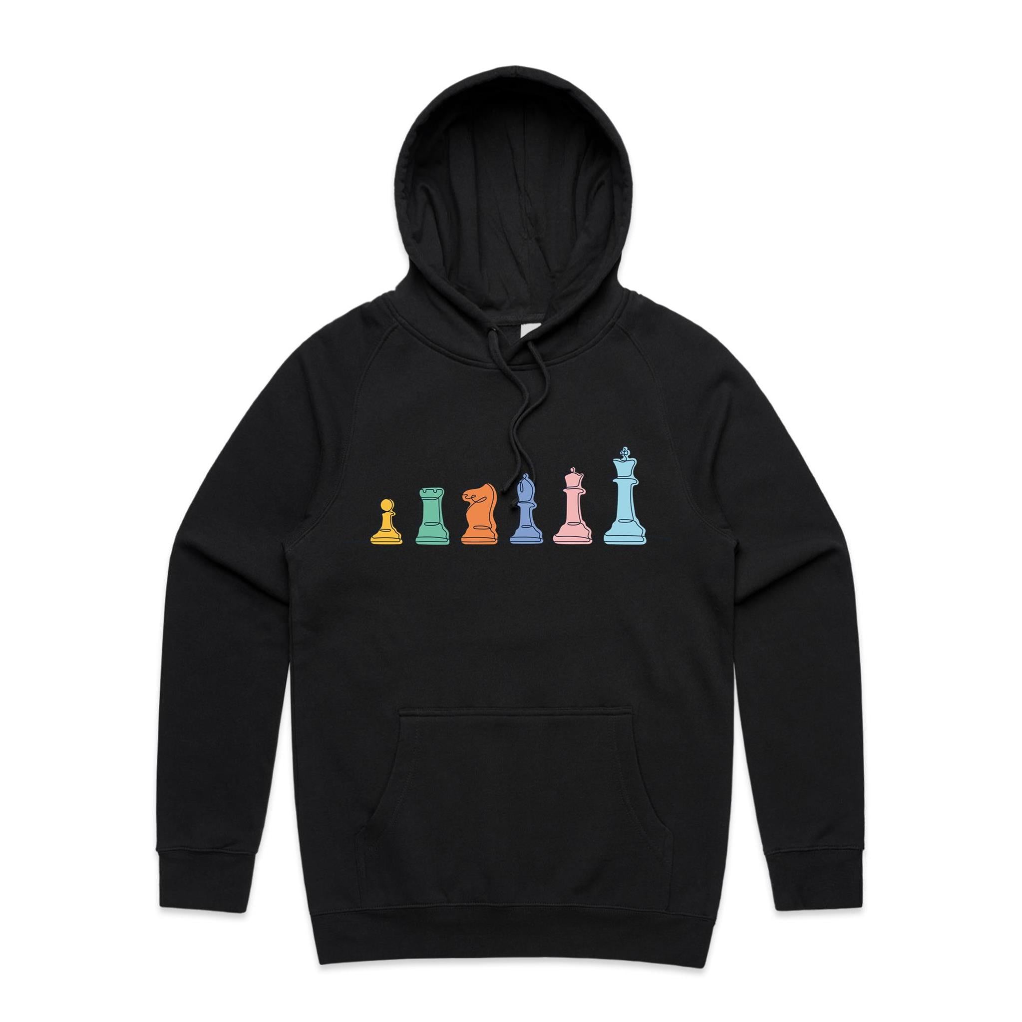 Chess - Mens Hoodie Black Mens Hoodie Chess Games Printed In Australia