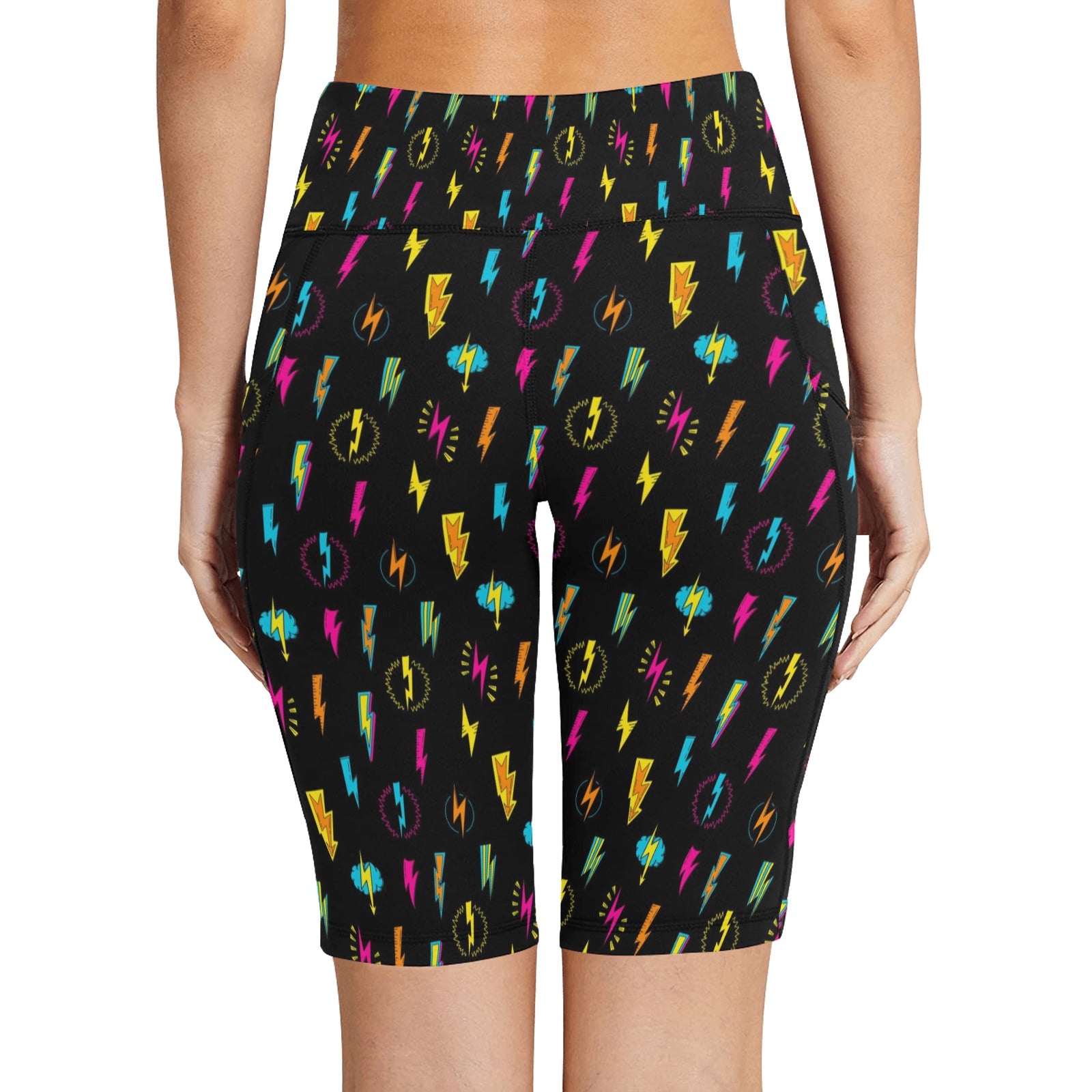 Fun Lightning Women's Bike Shorts With Side Pockets Women's Bike Shorts comic Printed Offshore