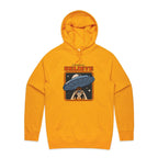 UFO, I Want To Believe - Mens Hoodie Gold Mens Hoodie Printed In Australia Sci Fi