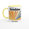 Personalised - Cup Of Sunshine - White 11oz Ceramic Mug with Colour Inside Ceramic Yellow Personalised 11oz Mug Customise Globally Fulfilled Name Personalise retro