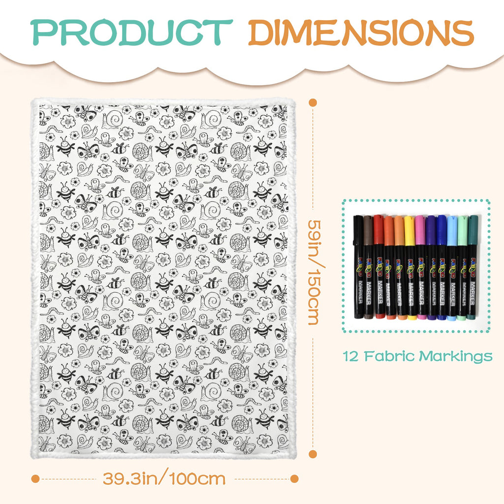 Cute Bugs Colour Your Own Blanket 100×150cm