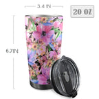 Bright Pink Floral - 20oz Mobile Tumbler with Lid (Black Lock) 20oz Travel Mug Printed Offshore