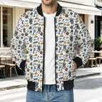 All About Space Men's Casual Zip‑Up Bomber Jacket