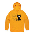 Frazzled Cat, It's Fine, I'm Fine, Everything Is Fine - Mens Hoodie Gold Mens Hoodie animal Printed In Australia
