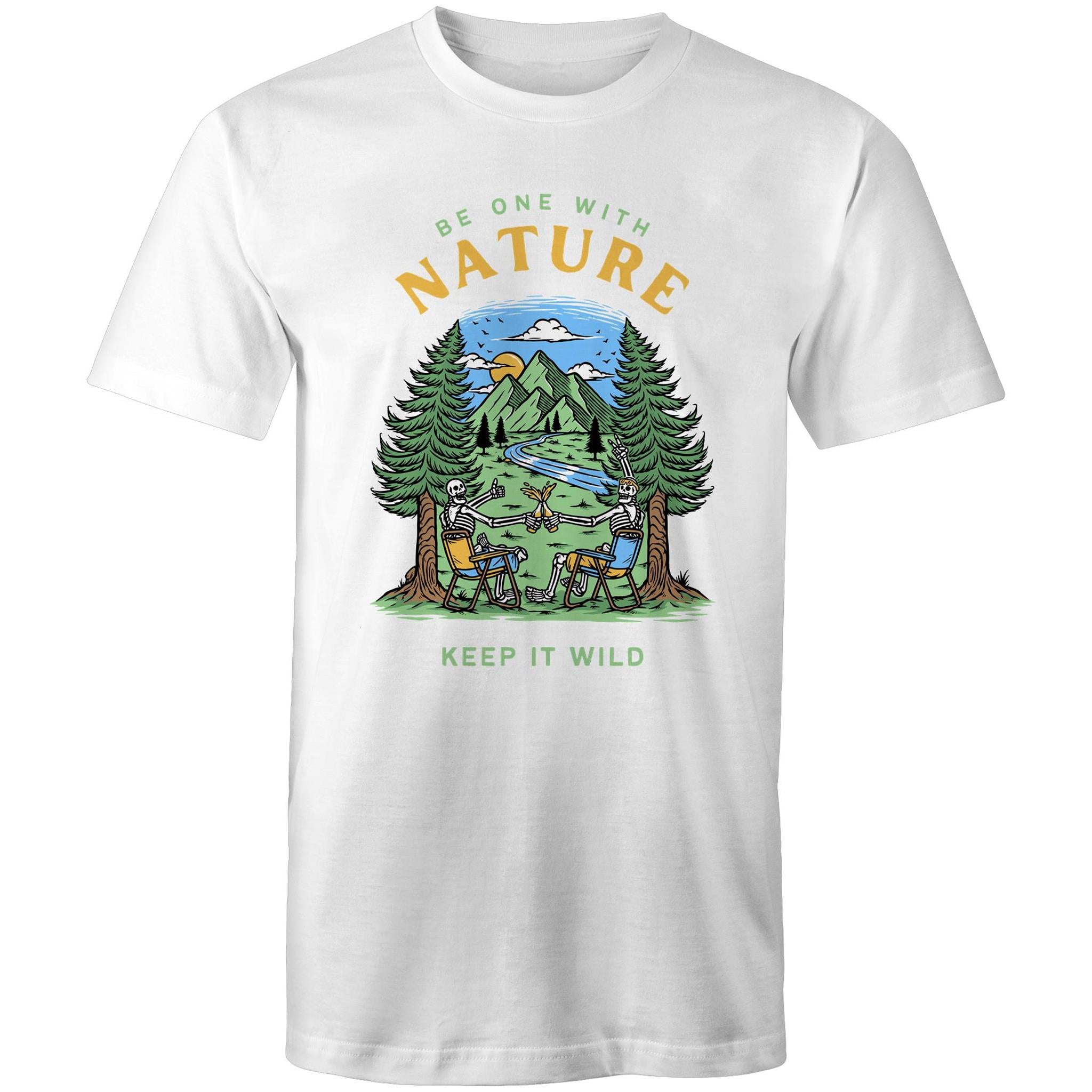 Be One With Nature, Skeletons - Mens T-Shirt White Mens T-shirt Environment Printed In Australia