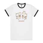 Think Positive, Maths - Staple Ringer Tee White Black Ringer T-Shirt Maths Positivity Printed In Australia