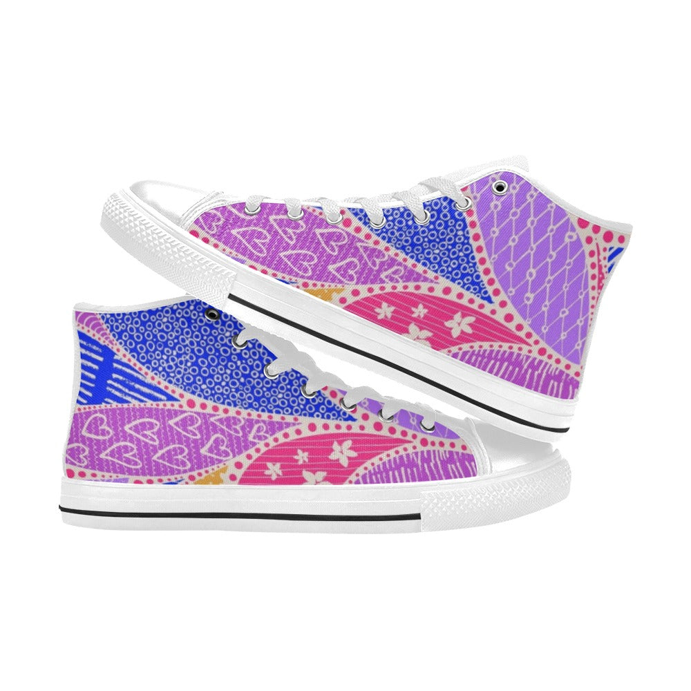 Pink Swirl - Women's High Top Canvas Shoes Womens Classic High Top Shoes Printed Offshore