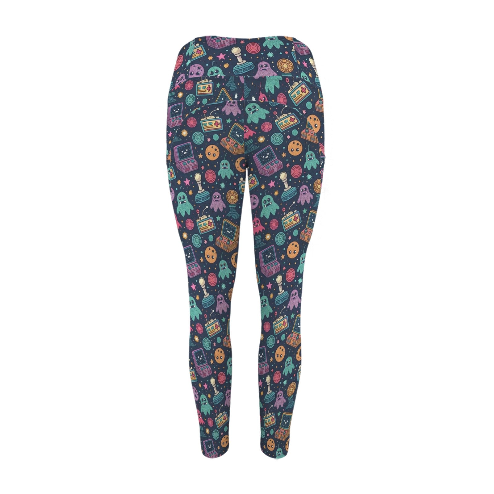 Space Arcade Women's High Waist Pockets Yoga Leggings Women's High Waist Pockets Yoga Leggings Games Printed Offshore