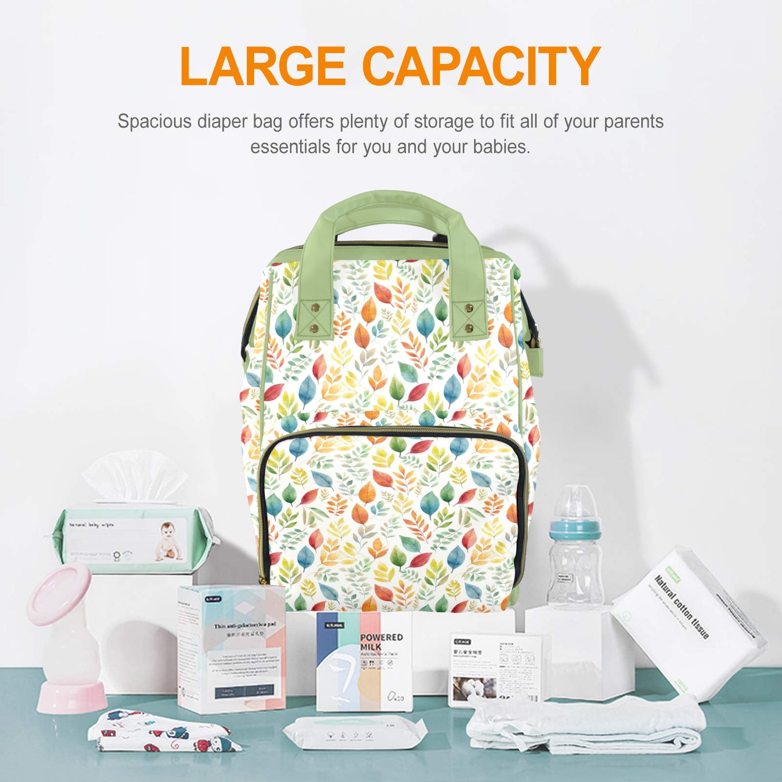 Autumn Leaves - Multi-Function Backpack, Nappy / Diaper Bag