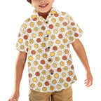 Round Pizzas On White Junior Kids Hawaiian Shirt