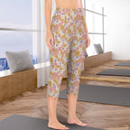 Faded Floral Women's High Waist Pocket Capri Yoga Leggings