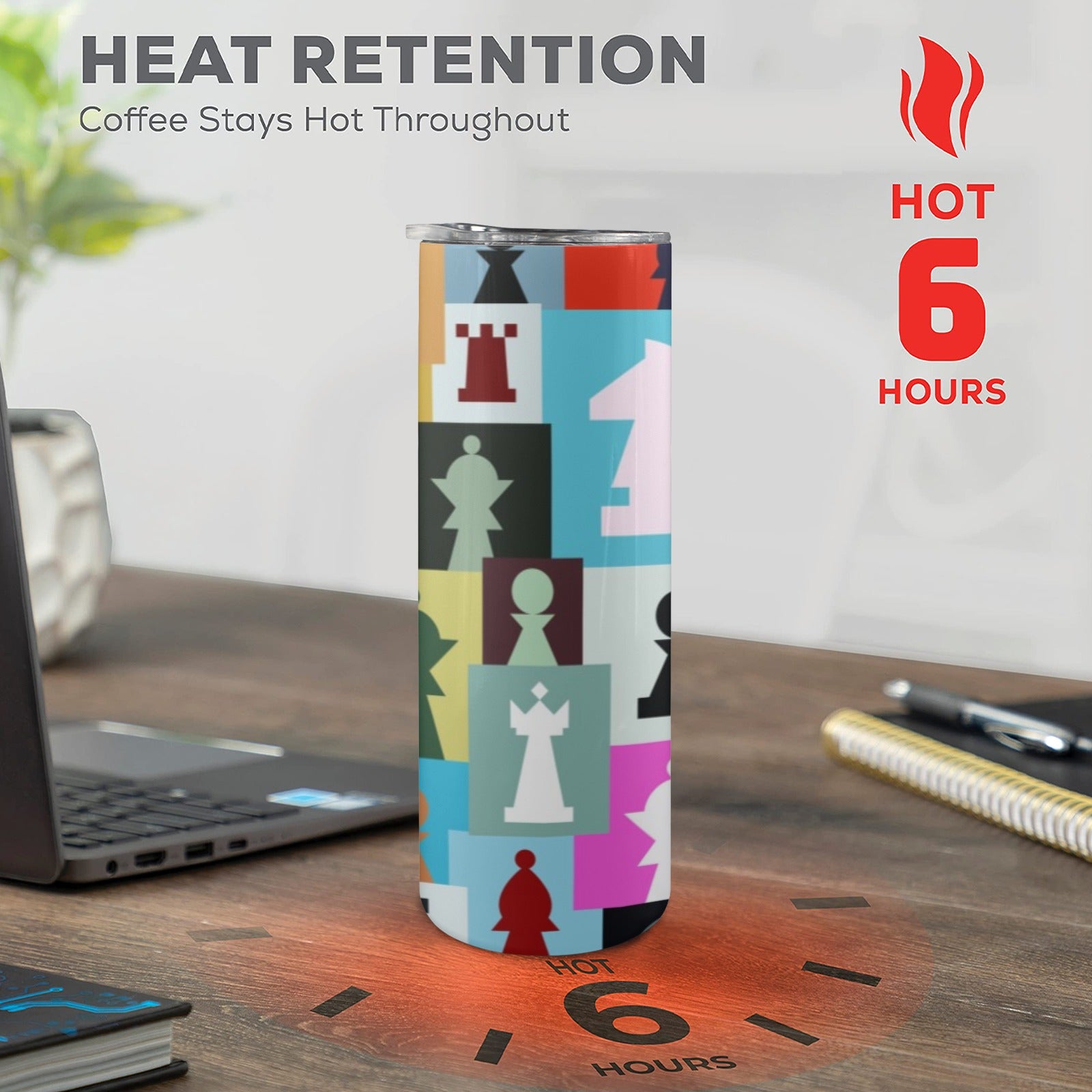 Colourful Chess - 20oz Tall Skinny Tumbler with Lid and Straw