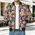 Flamingo Jungle Men's Casual Zip‑Up Bomber Jacket