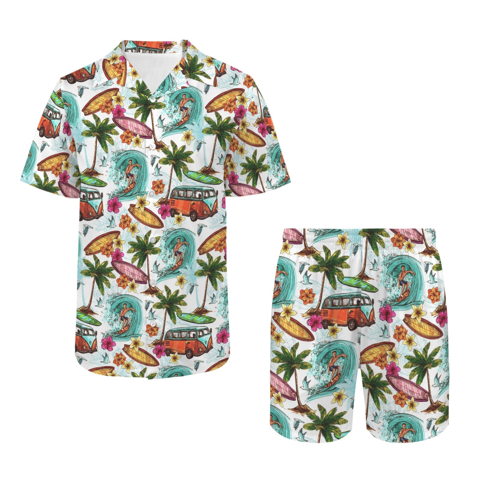 Surfing Safari Men's Hawaiian Shirt & Shorts Set
