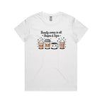 Coffee Beauty, All Shapes And Sizes Women's AS Colour T-shirt White Womens T-shirt Coffee Positivity Printed In Australia