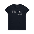 Cat String Theory Physics Women's AS Colour T-shirt Navy Womens T-shirt animal Printed In Australia Science
