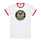 Coffee Is Universal, Alien - Staple Ringer Tee White Red Ringer T-Shirt Coffee Printed In Australia Sci Fi