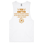You Matter, Physics Pun Mens Men's AS Colour Drop Arm Tank Top White Drop Arm Tank Top Printed In Australia Science