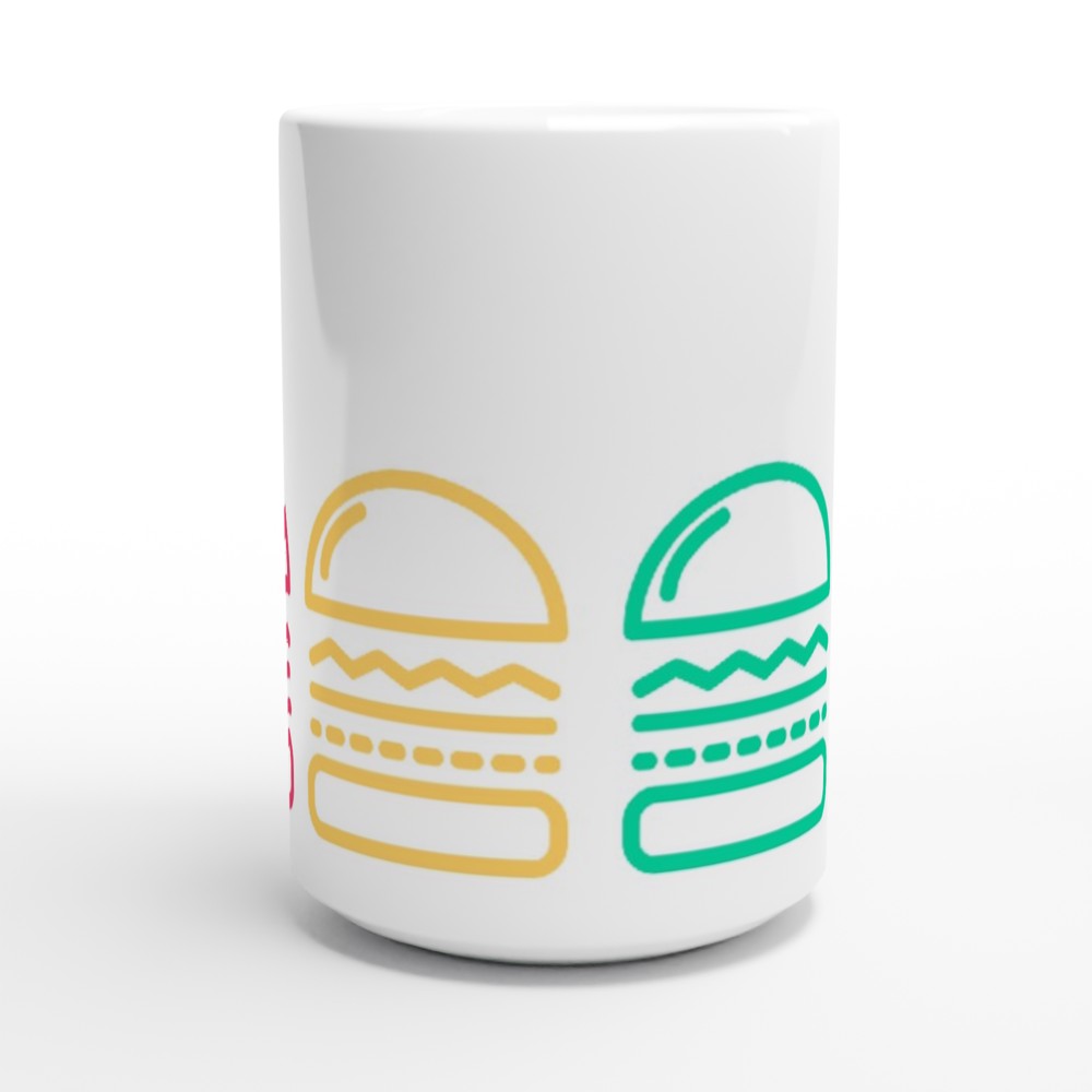 Burger, Burger, Burger - White 15oz Ceramic Mug 15oz Mug food Globally Fulfilled