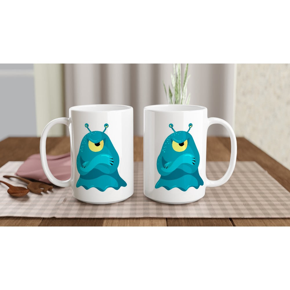 Blue Monster - White 15oz Ceramic Mug 15oz Mug Globally Fulfilled