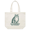 Cat, Did Somebody Say Snack? Shoulder Canvas Tote Bag Default Title Large Tote Bag animal Food Printed In Australia