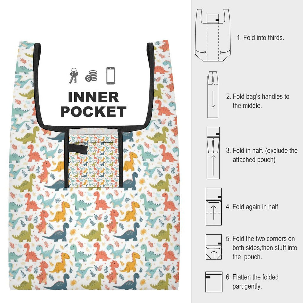Cute Colourful Dinosaurs - Collapsible Shopping Bag
