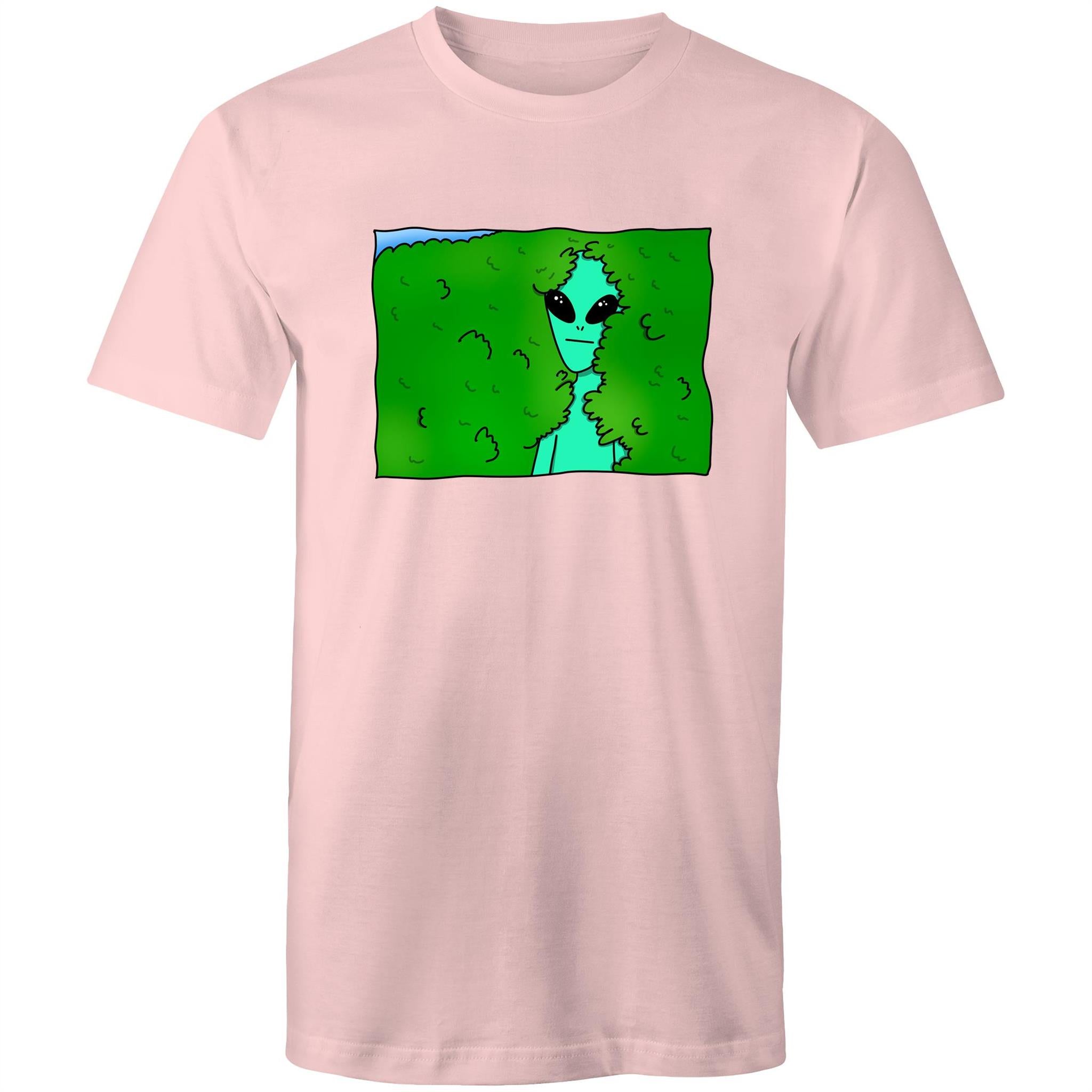 Alien Backing Into Hedge Meme - Mens T-Shirt Pink Mens T-shirt Printed In Australia Sci Fi