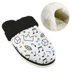 Music Time Men's Fur Trim Thick-Sole Indoor Slippers Men's Fur Trimmed Slippers Music Printed Offshore