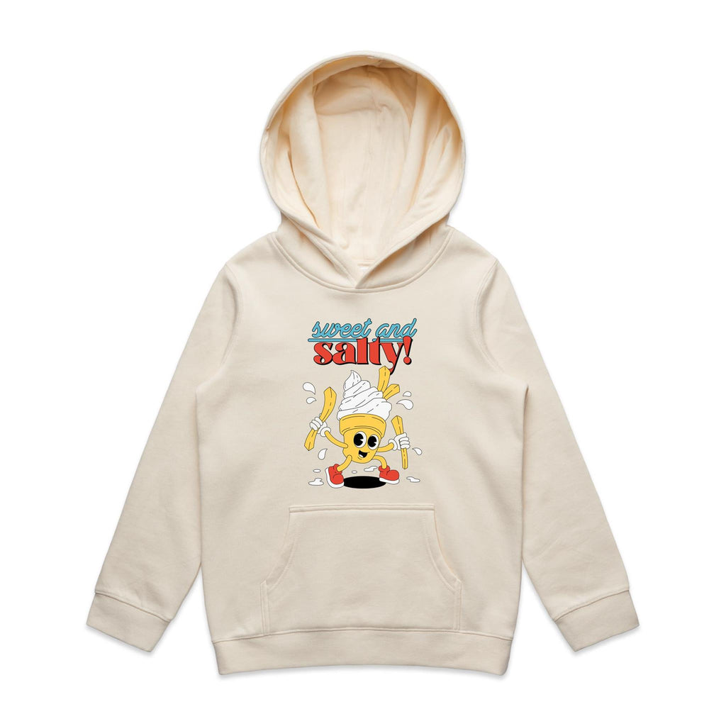 Sweet And Salty, Ice Cream And Fries - Kids Hoodie Ecru Kids Hoodie Printed In Australia
