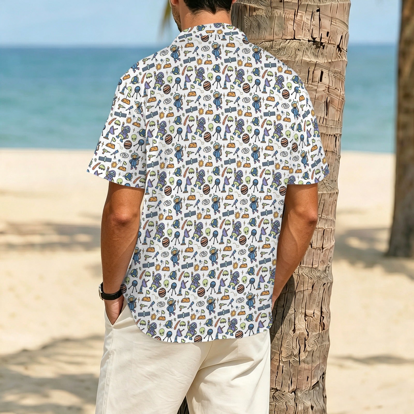 All About Space Men's Crinkle Hawaiian Shirt