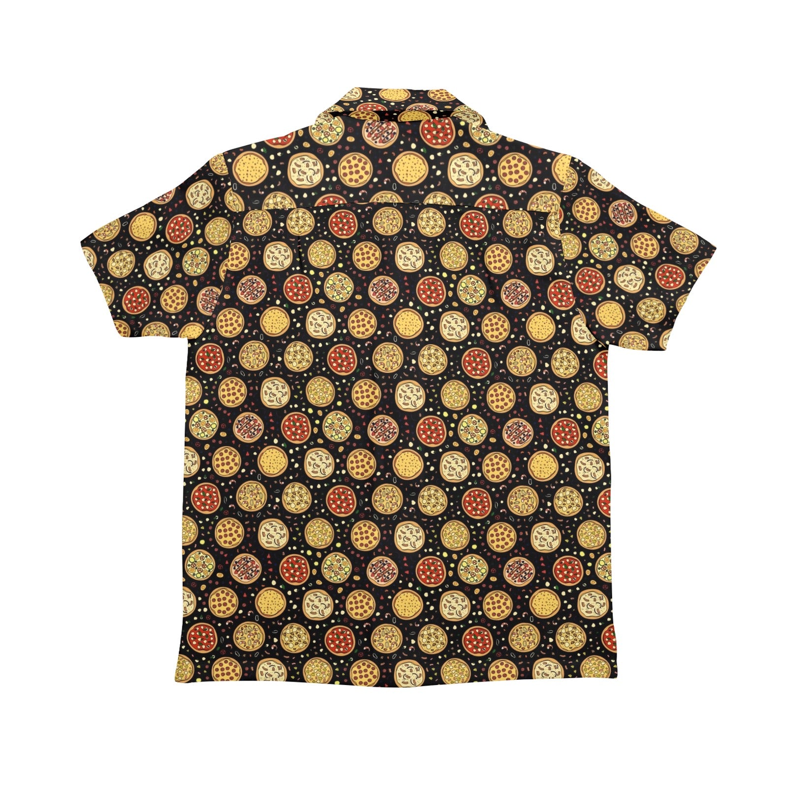 Round Pizzas On Black Senior Kids Hawaiian Shirt