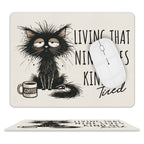 Living That Nine Lives Kind Of Tired, Cat Leather Mouse Pad white One size Leather Mouse Pad animal Printed Offshore