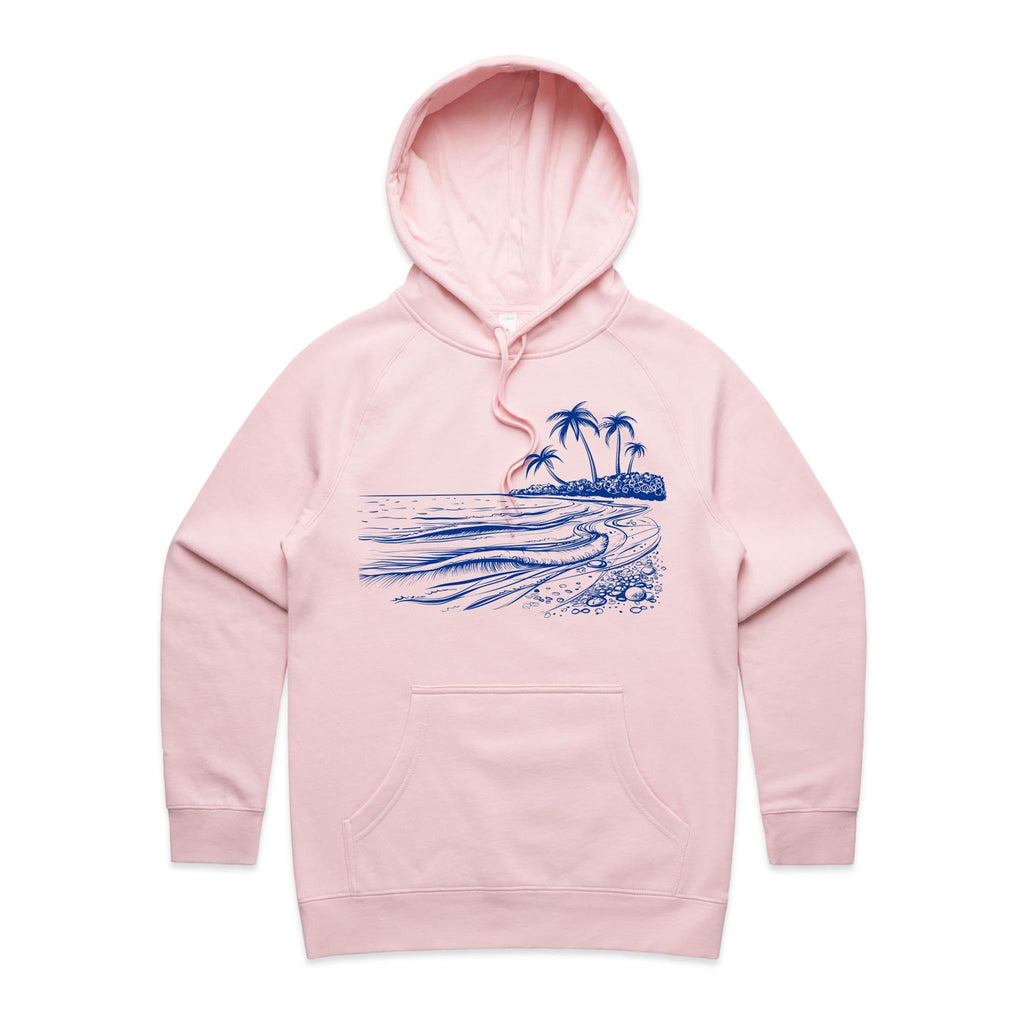 Surf Beach - Womens Hoodie Pink Womens Hoodie Printed In Australia Surf