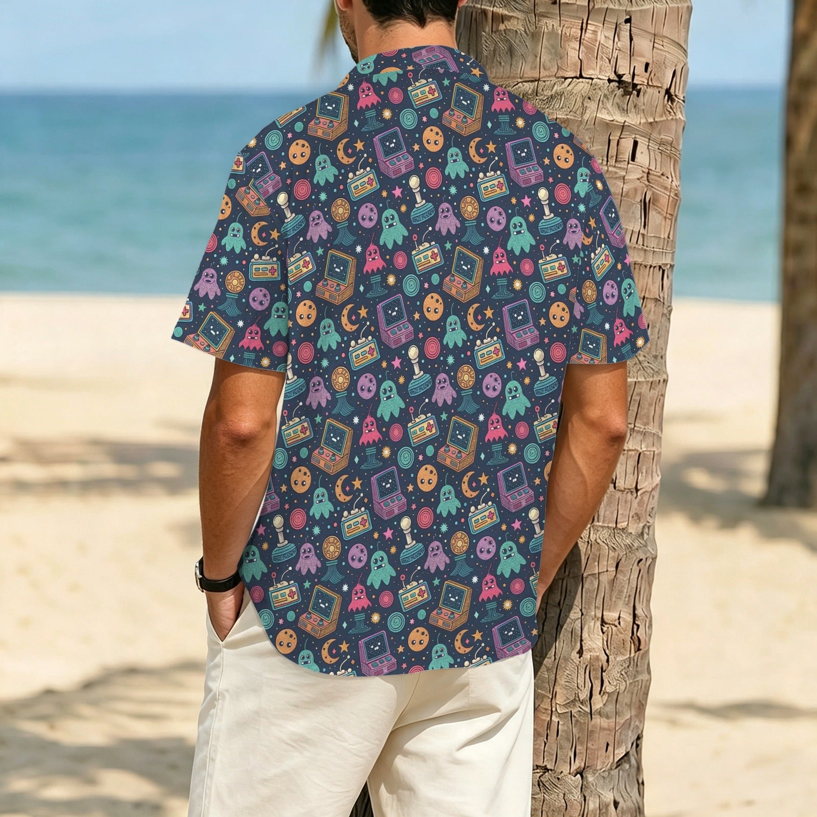Space Arcade Men's Crinkle Hawaiian Shirt