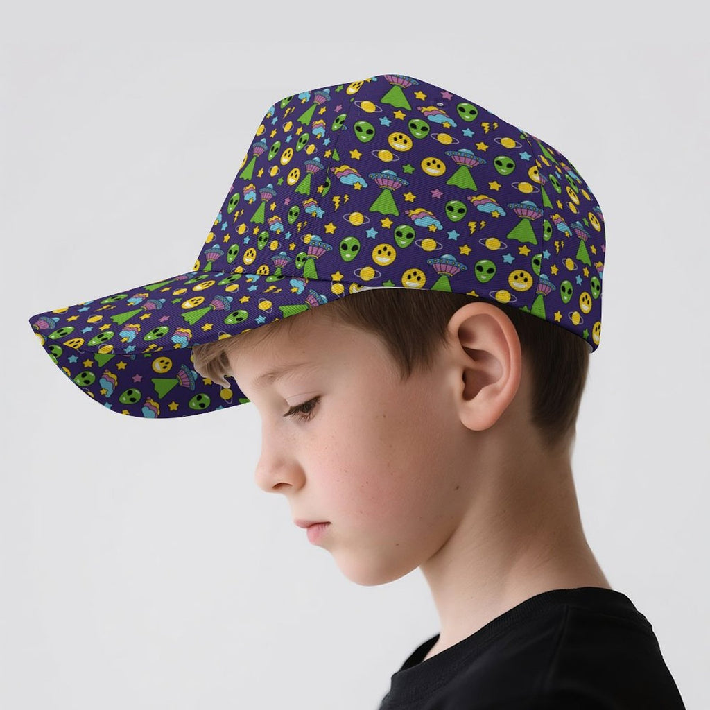 Groovy Alien And UFO Kids Baseball Cap
