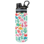 Cartoon Sea Creatures - Insulated Water Bottle with Dual-Use Lid (18oz) One Size Insulated Water Bottle with Dual-Use Lid (18oz) animal Ocean Printed Offshore