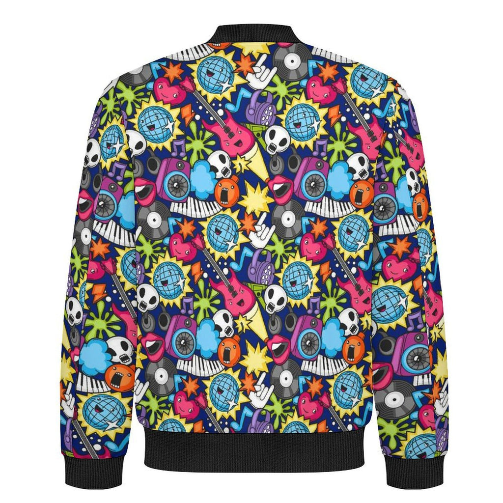 Sticker Music Men's Casual Zip‑Up Bomber Jacket